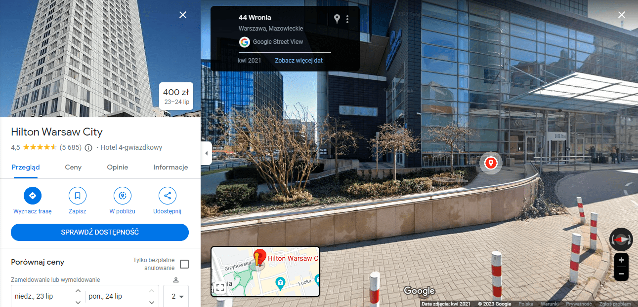 google street view warszawa