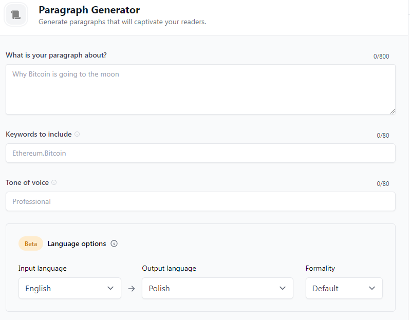 AI to write text paragraphs